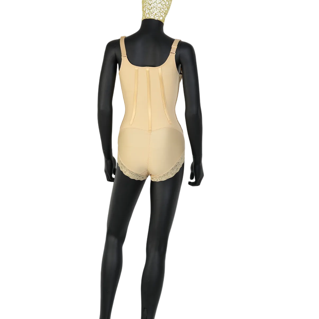 Bodysuit Under Bust Steel Bones Shapewear With Lace & Hocks
