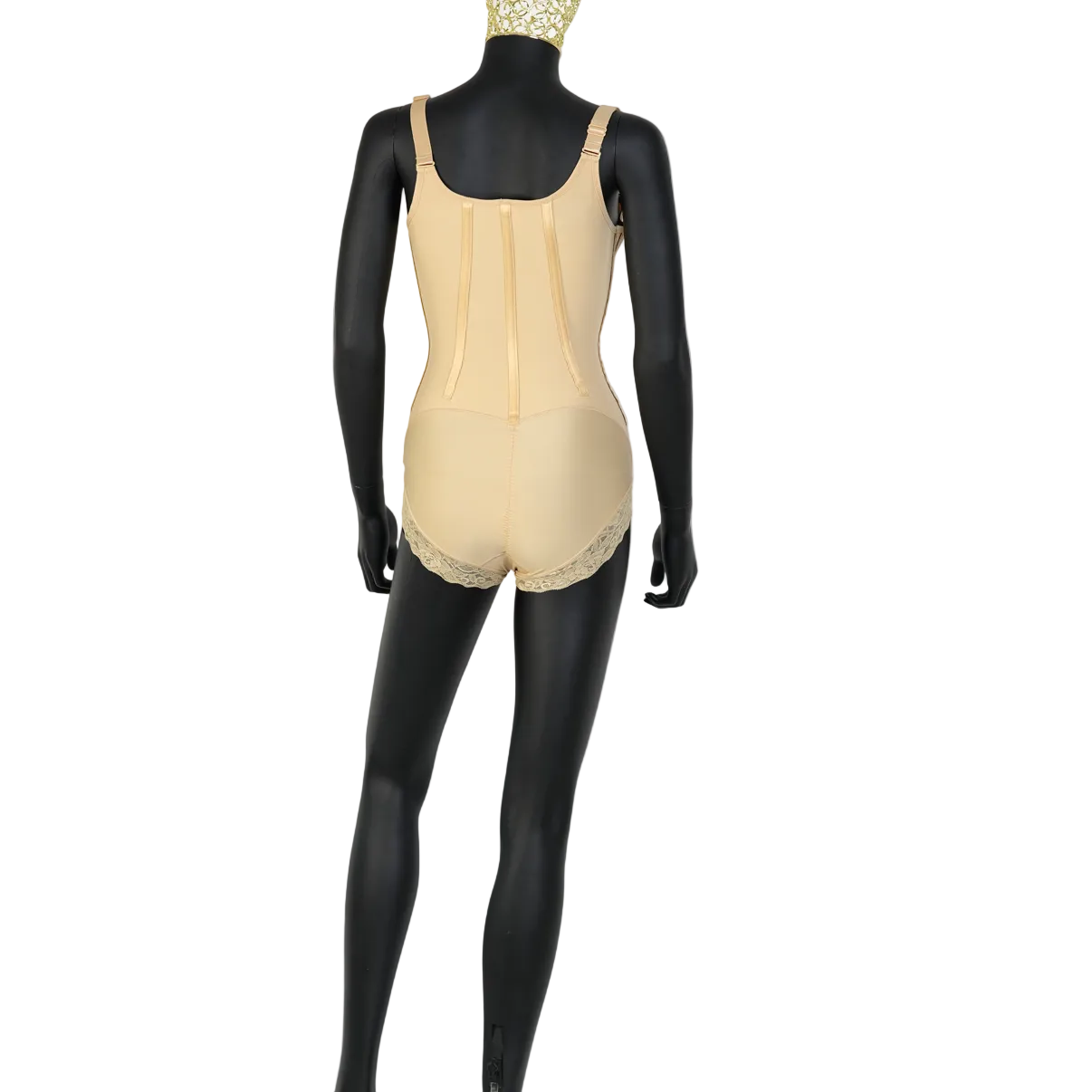 Bodysuit Under Bust Steel Bones Shapewear With Lace & Zipper