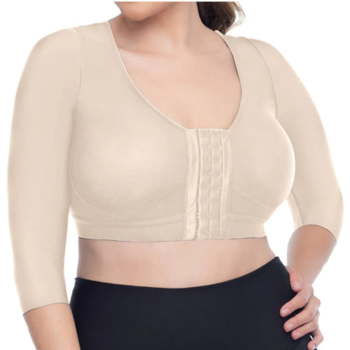 Long Sleeve Posture Bra Top SHORT LENGTH | Powernet Compression | Arm + Back Shaping + Removable Pads